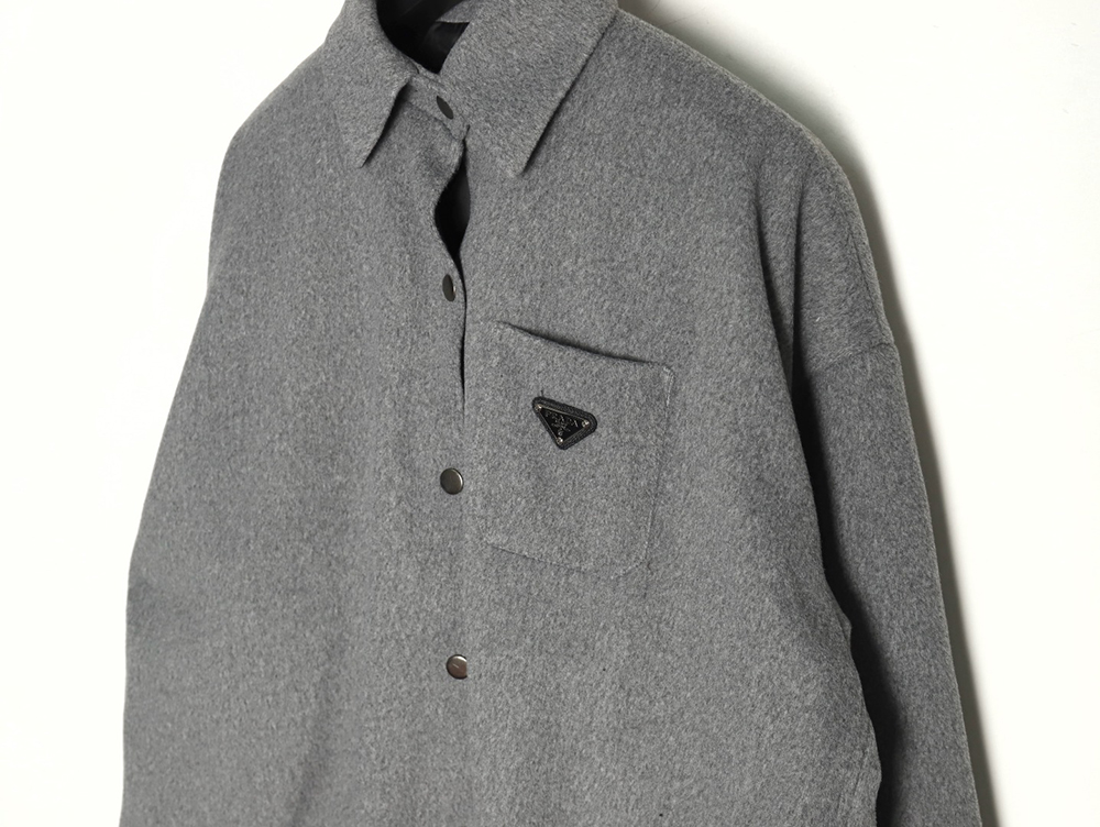 Prada Cashmere Triangle Logo Shirt Jacket