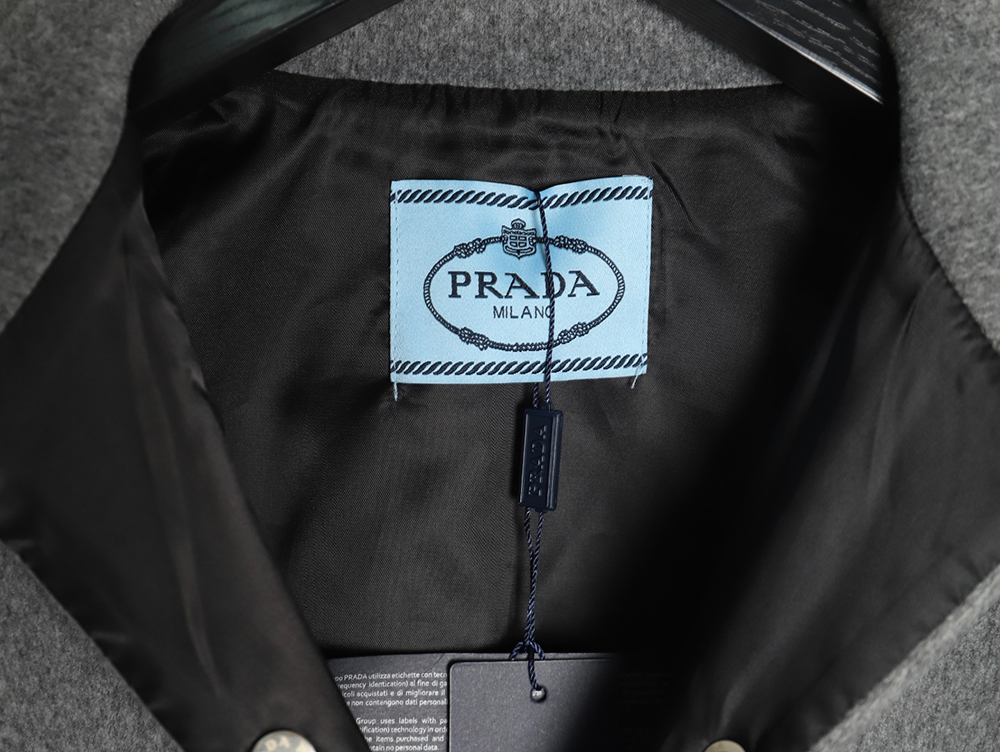 Prada Cashmere Triangle Logo Shirt Jacket