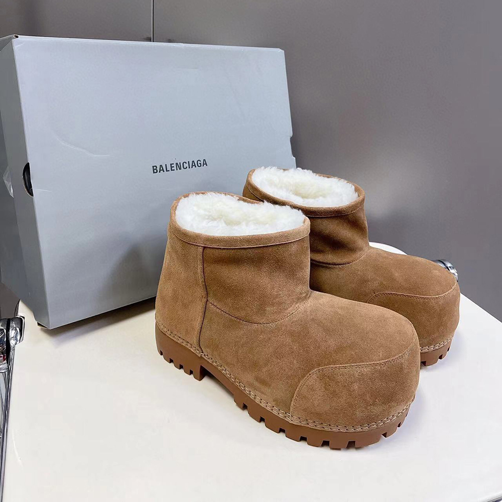 Balenciaga Alaska Fur Bootie in Brown