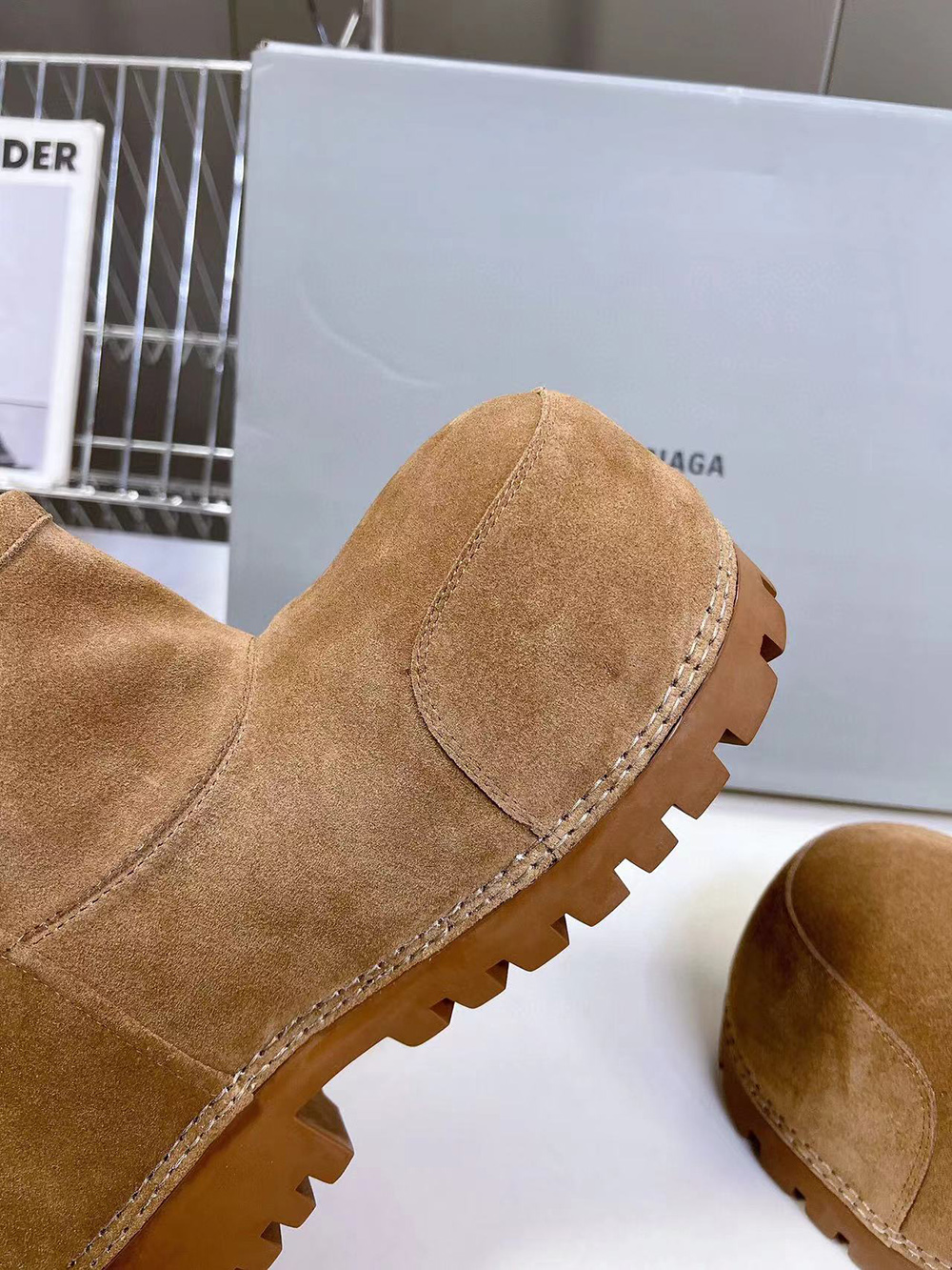Balenciaga Alaska Fur Bootie in Brown