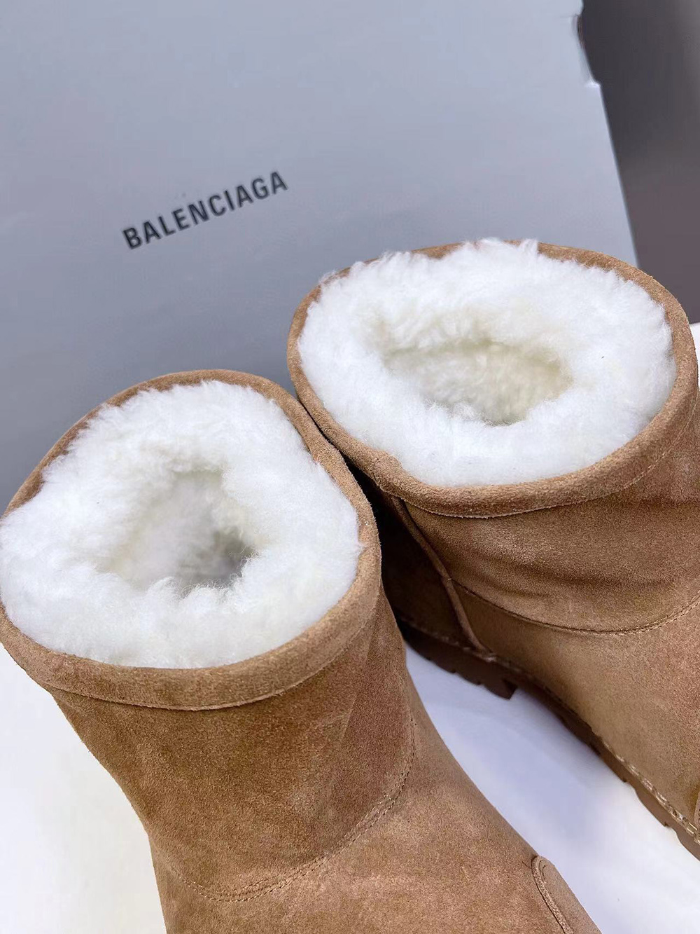 Balenciaga Alaska Fur Bootie in Brown