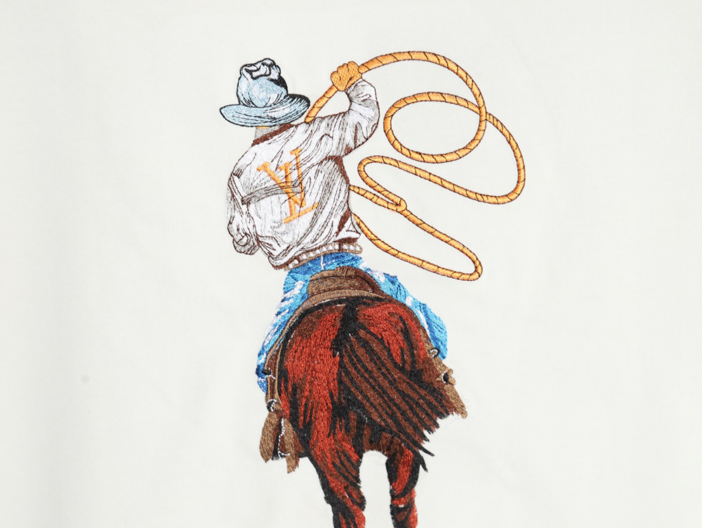 Louis Vuitton Western Denim Embroidered Short Sleeve T-Shirt