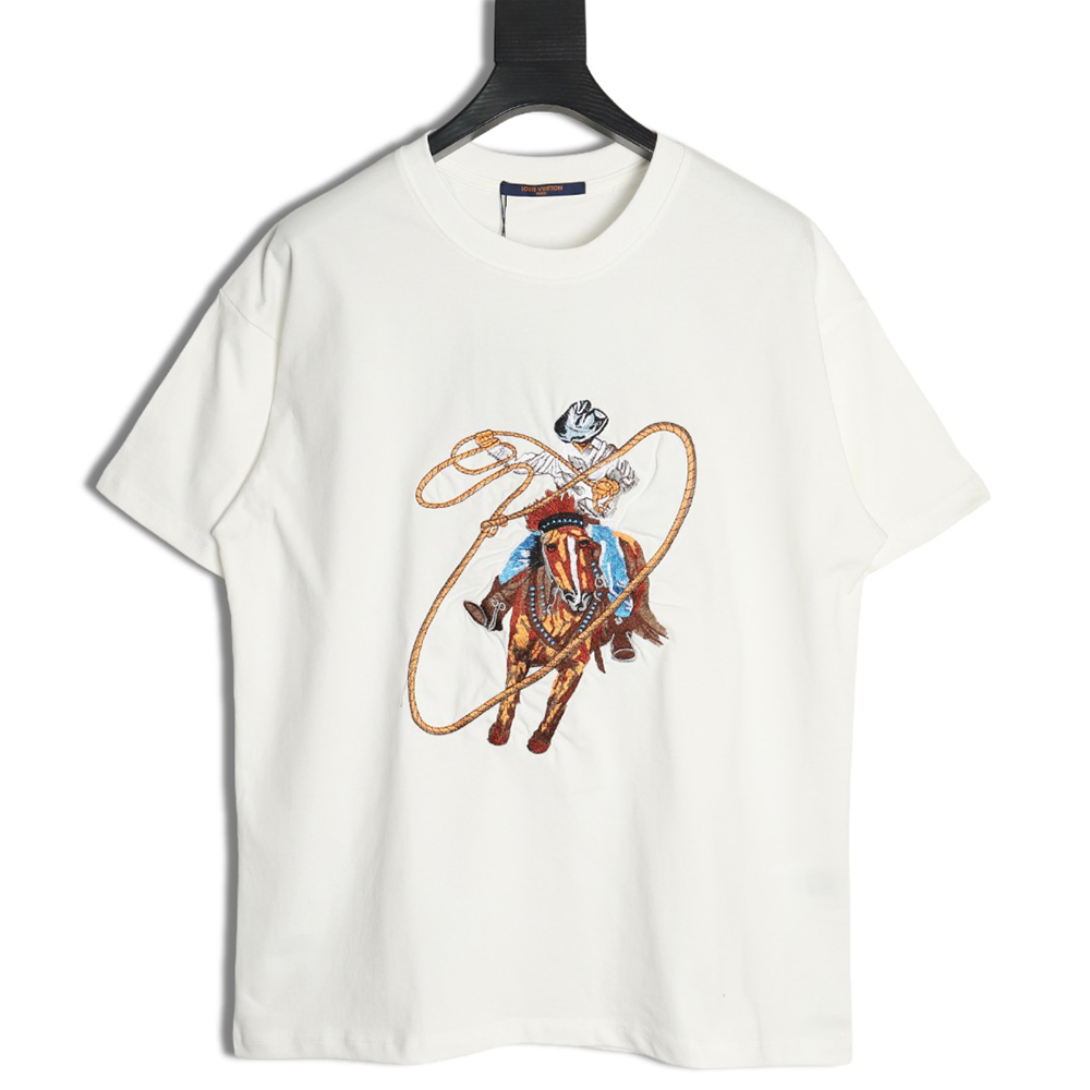Louis Vuitton Western Denim Embroidered Short Sleeve T-Shirt