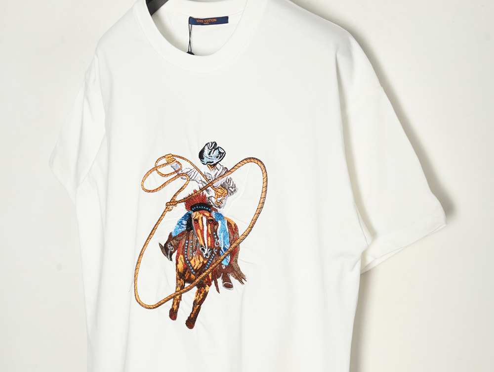 Louis Vuitton Western Denim Embroidered Short Sleeve T-Shirt