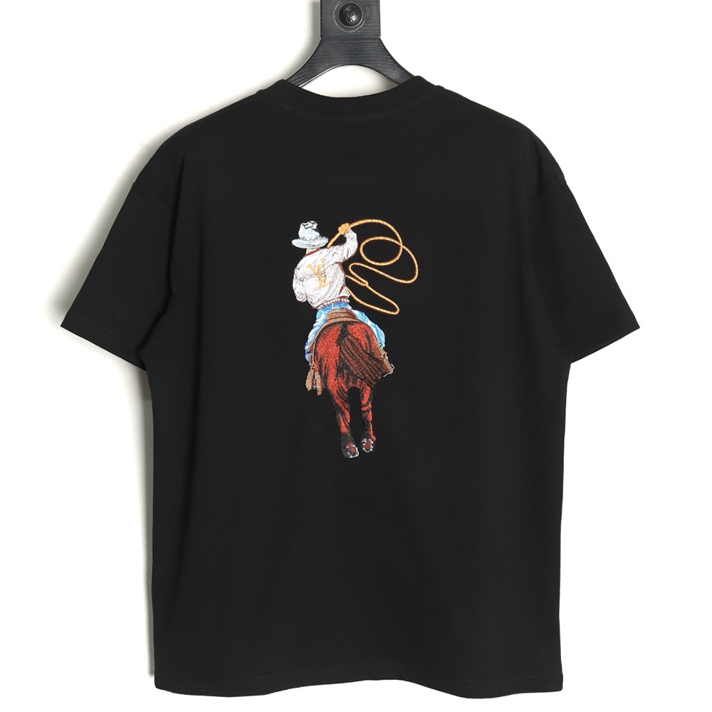 Louis Vuitton Western Denim Embroidered Short Sleeve T-Shirt TSK1