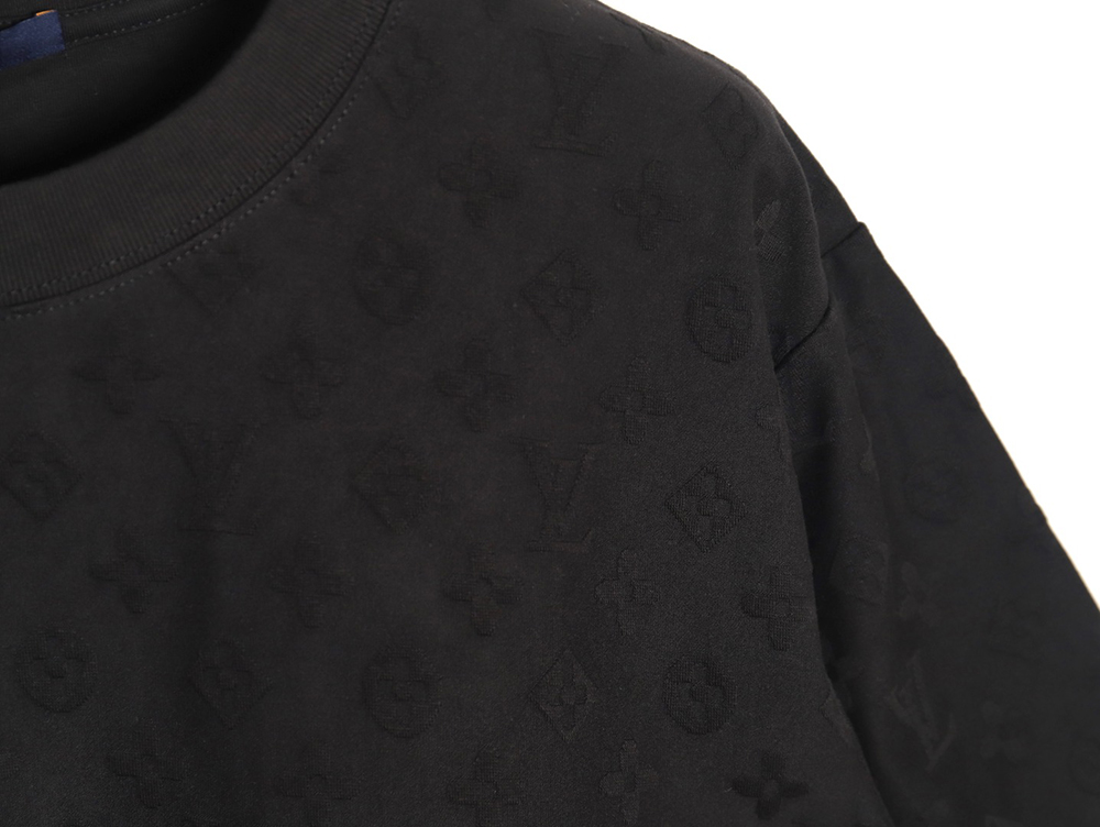 Louis Vuitton full print monogram dark pattern jacquard short sleeve T-shirt TSK1