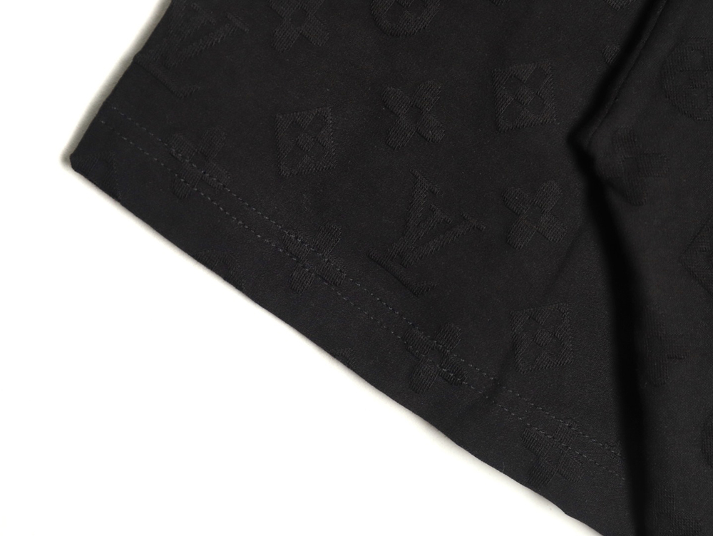 Louis Vuitton full print monogram dark pattern jacquard short sleeve T-shirt TSK1