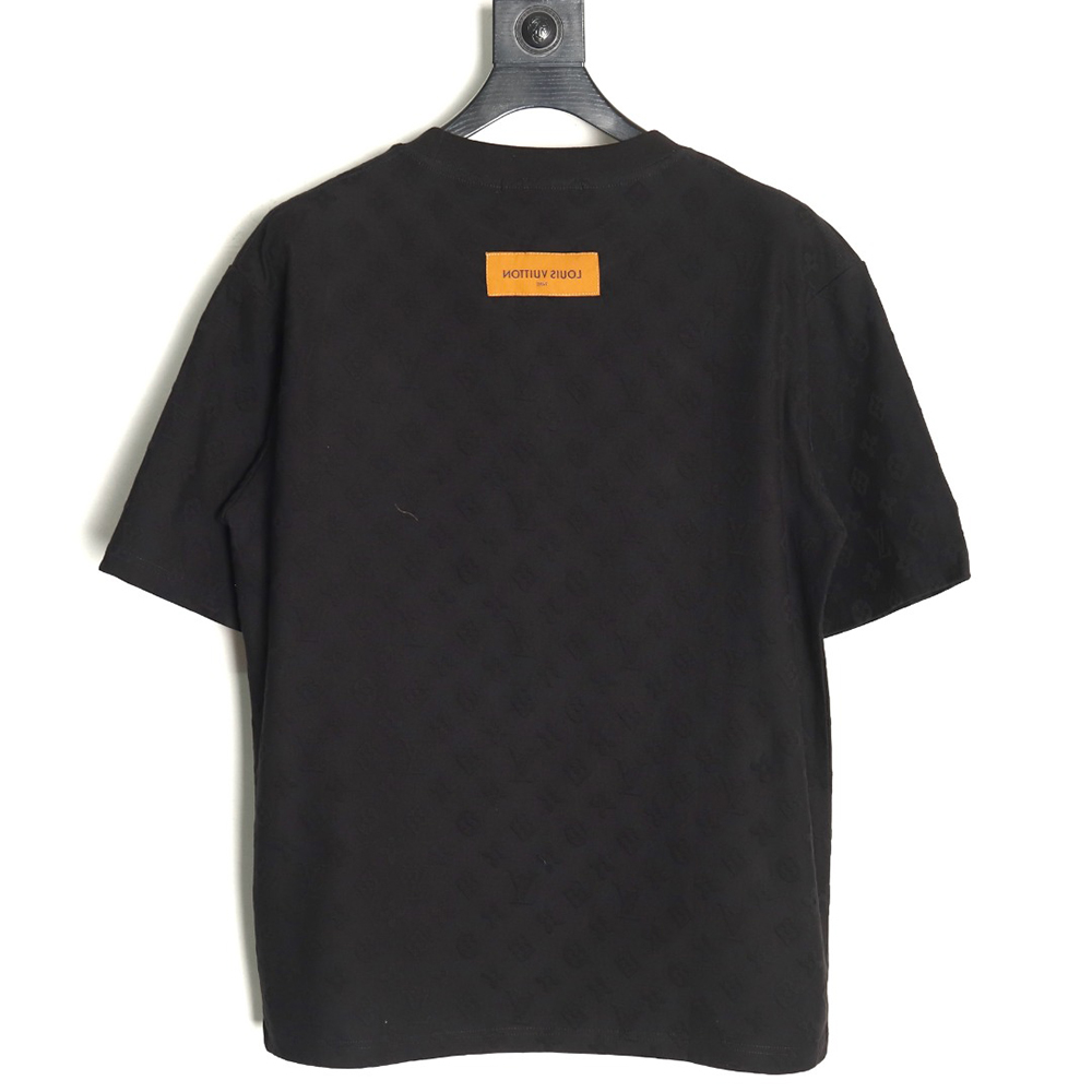 Louis Vuitton full print monogram dark pattern jacquard short sleeve T-shirt TSK1