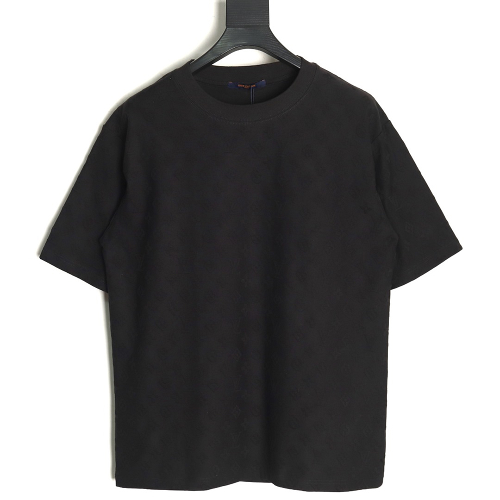 Louis Vuitton full print monogram dark pattern jacquard short sleeve T-shirt TSK1