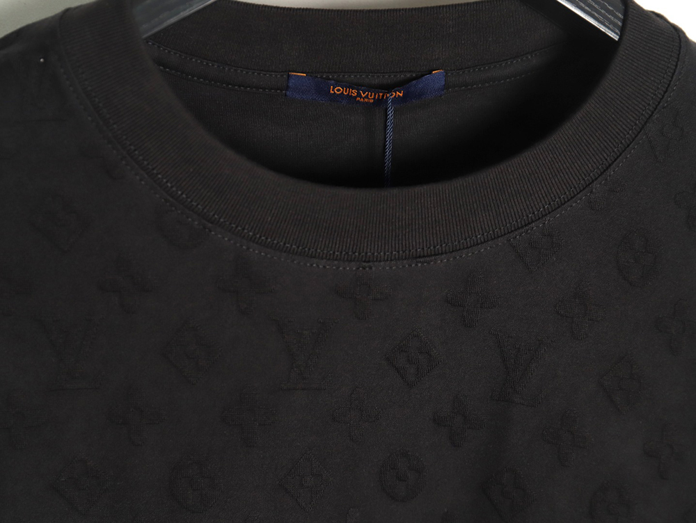 Louis Vuitton full print monogram dark pattern jacquard short sleeve T-shirt TSK1