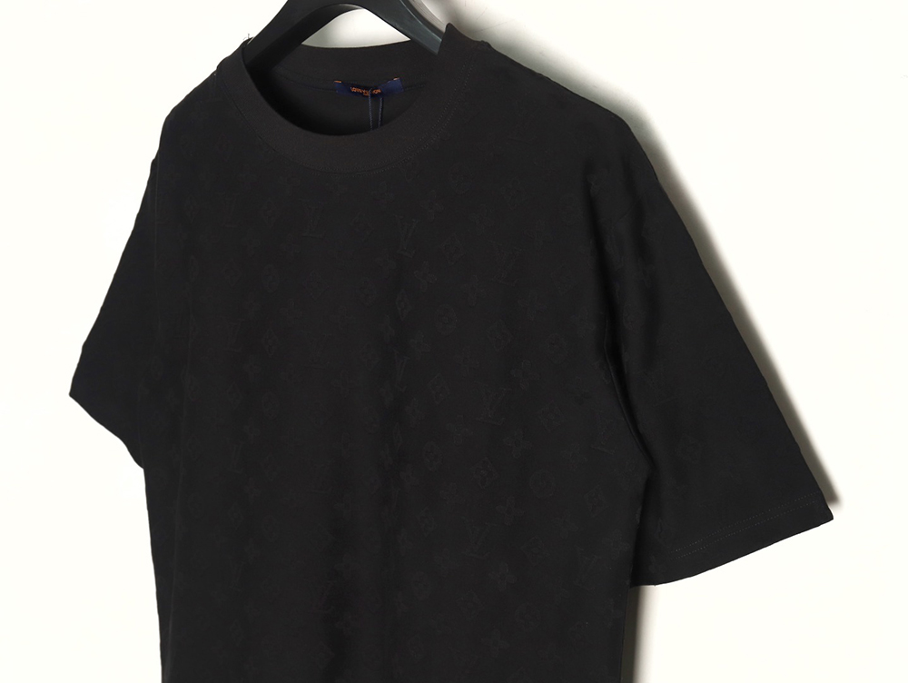 Louis Vuitton full print monogram dark pattern jacquard short sleeve T-shirt TSK1