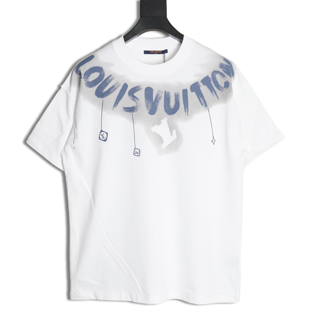 Louis Vuitton collar graffiti letters printed large logo short-sleeved T-shirt