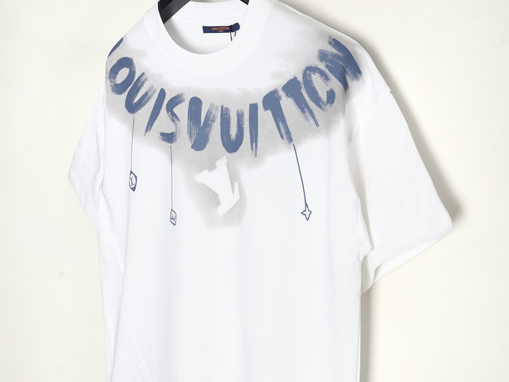 Louis Vuitton collar graffiti letters printed large logo short-sleeved T-shirt