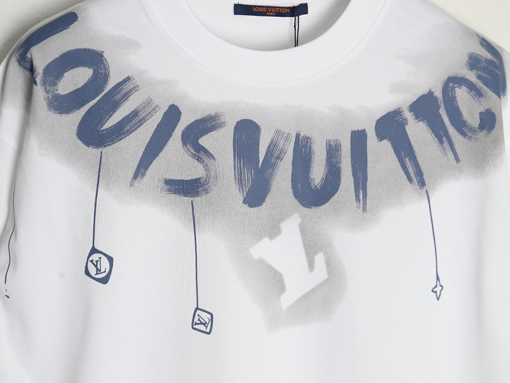 Louis Vuitton collar graffiti letters printed large logo short-sleeved T-shirt