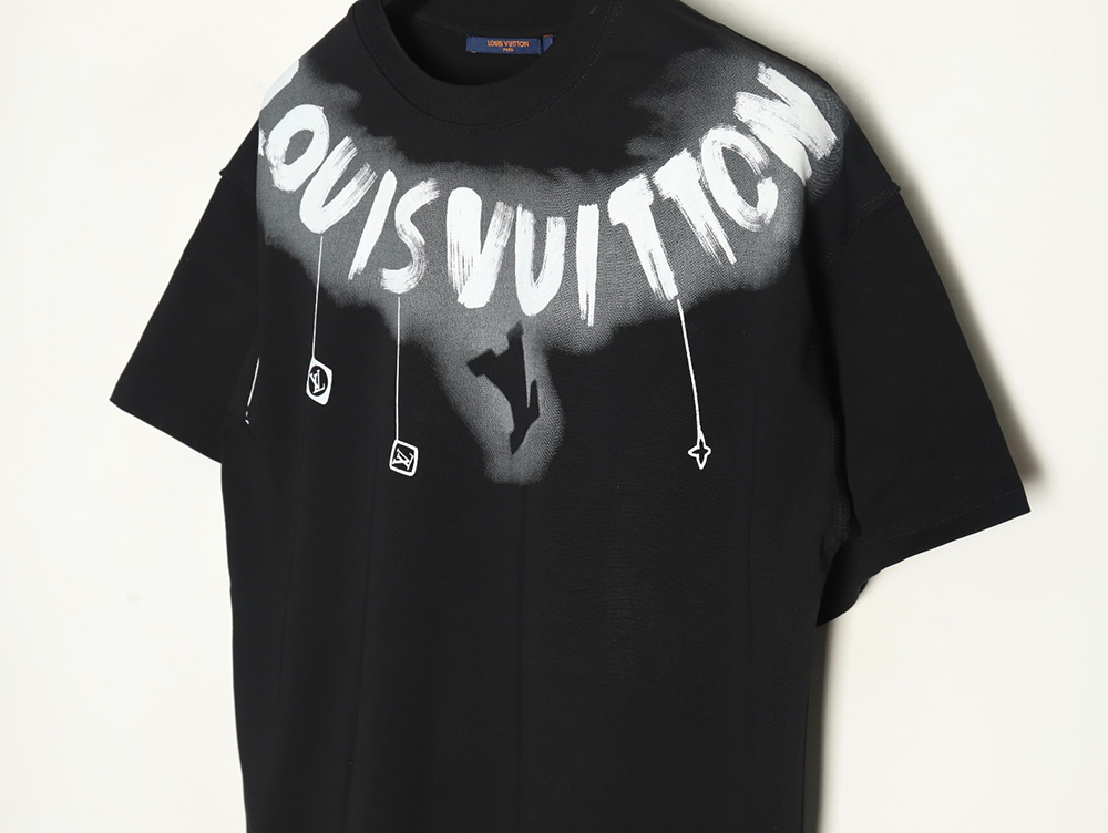 Louis Vuitton collar graffiti letters printed large logo short-sleeved T-shirt TSK1