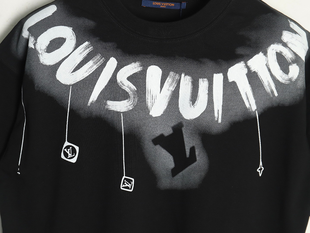 Louis Vuitton collar graffiti letters printed large logo short-sleeved T-shirt TSK1