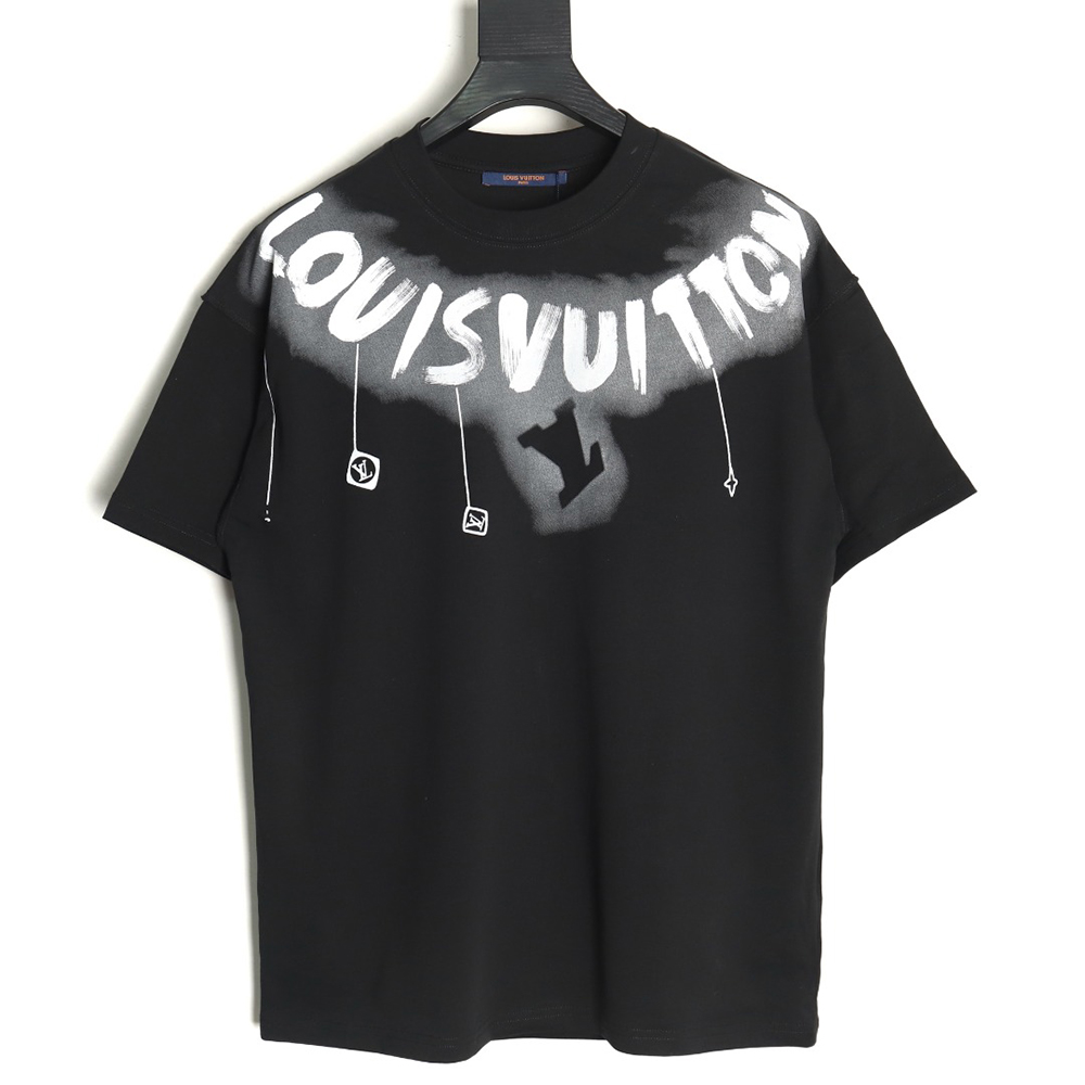 Louis Vuitton collar graffiti letters printed large logo short-sleeved T-shirt TSK1