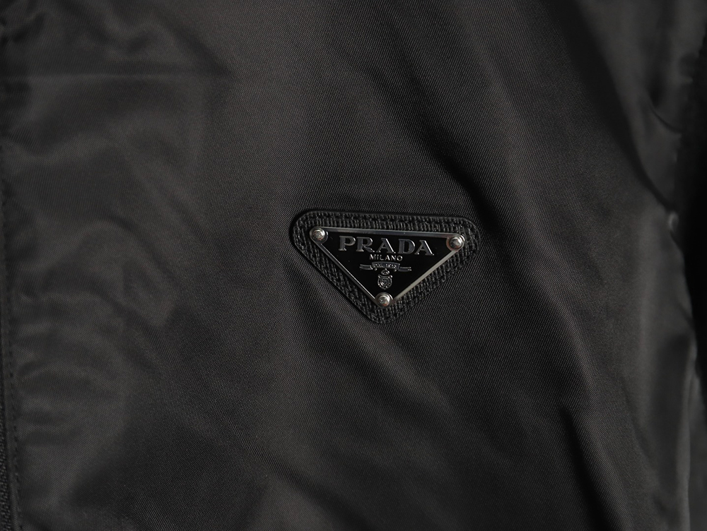 Prada wool paneled nylon hooded jacket