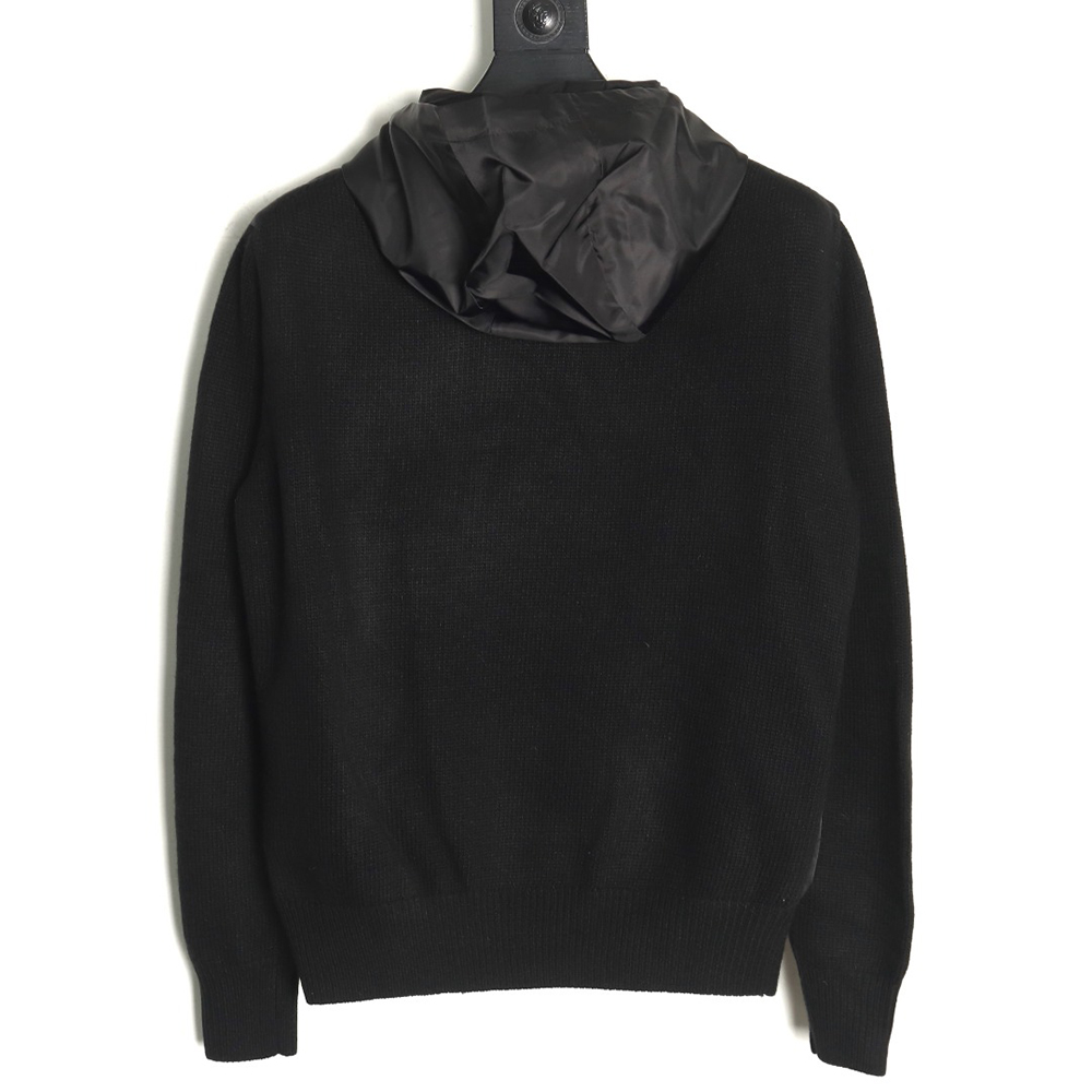 Prada wool paneled nylon hooded jacket