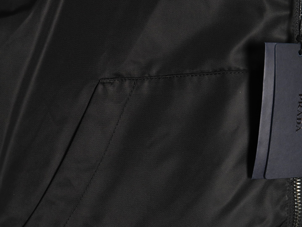 Prada wool paneled nylon hooded jacket