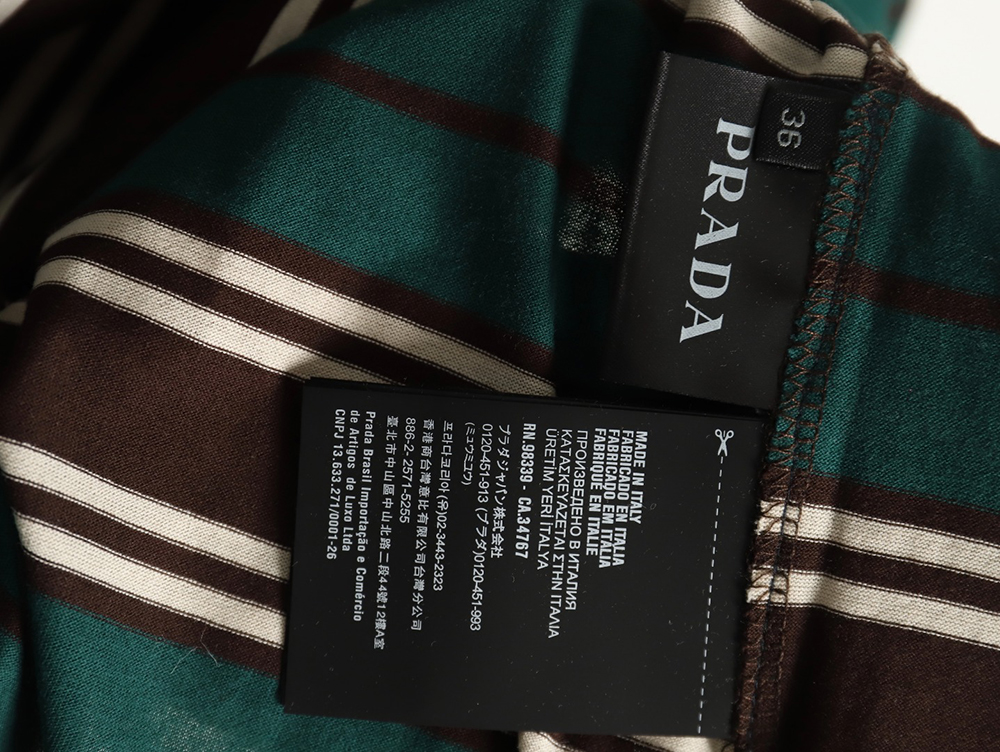 Prada Green Stripe Pocket Short Sleeve T-Shirt