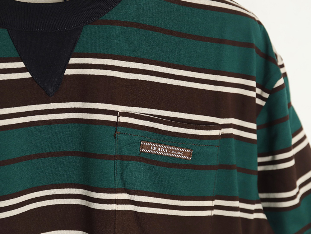 Prada Green Stripe Pocket Short Sleeve T-Shirt