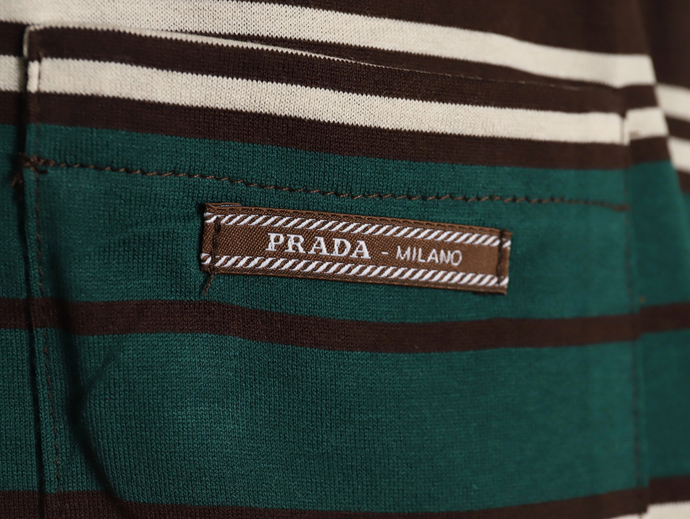 Prada Green Stripe Pocket Short Sleeve T-Shirt