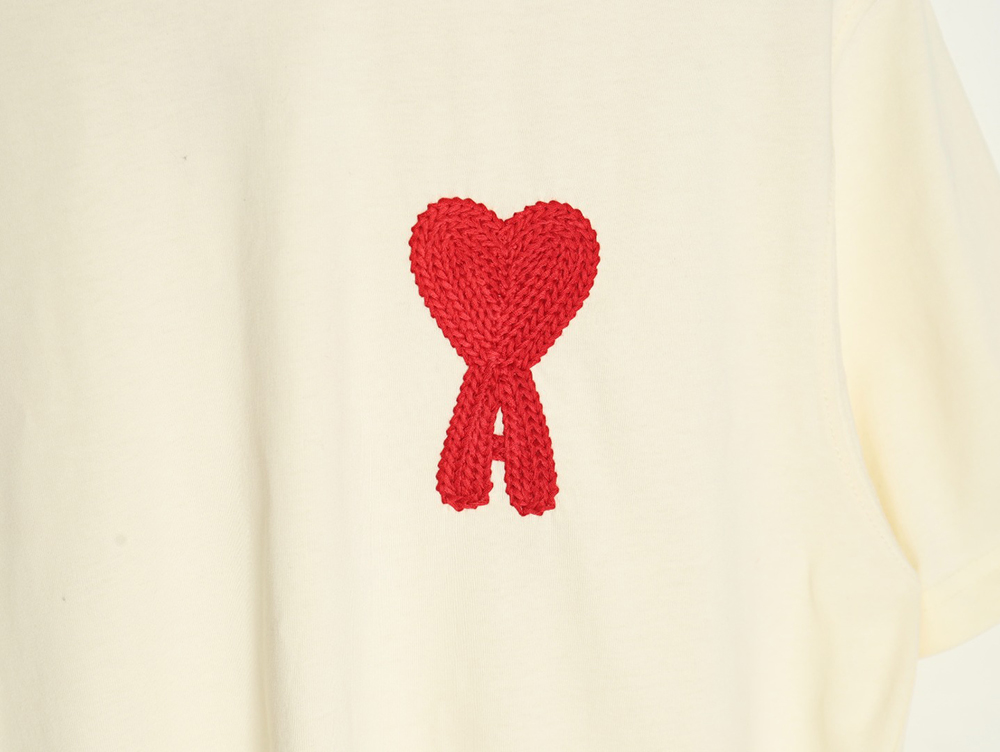Ami Paris Towel Embroidered Heart Short Sleeve T-shirt