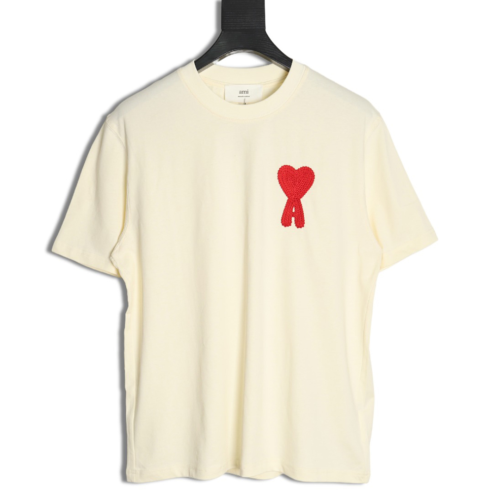 Ami Paris Towel Embroidered Heart Short Sleeve T-shirt