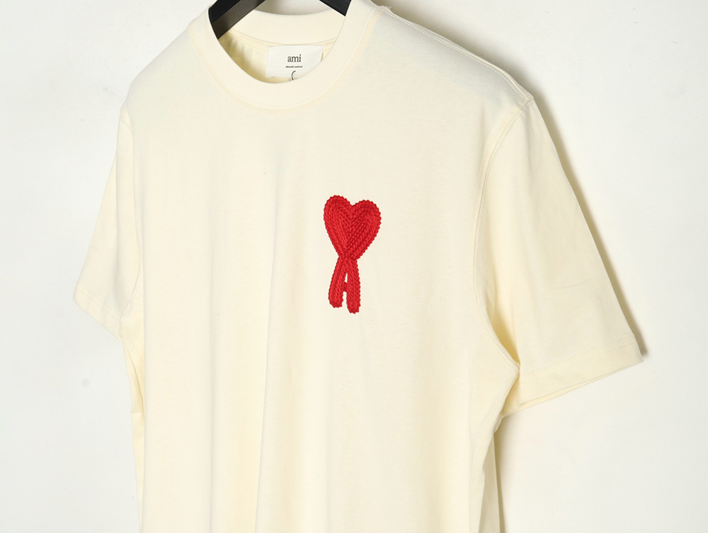 Ami Paris Towel Embroidered Heart Short Sleeve T-shirt