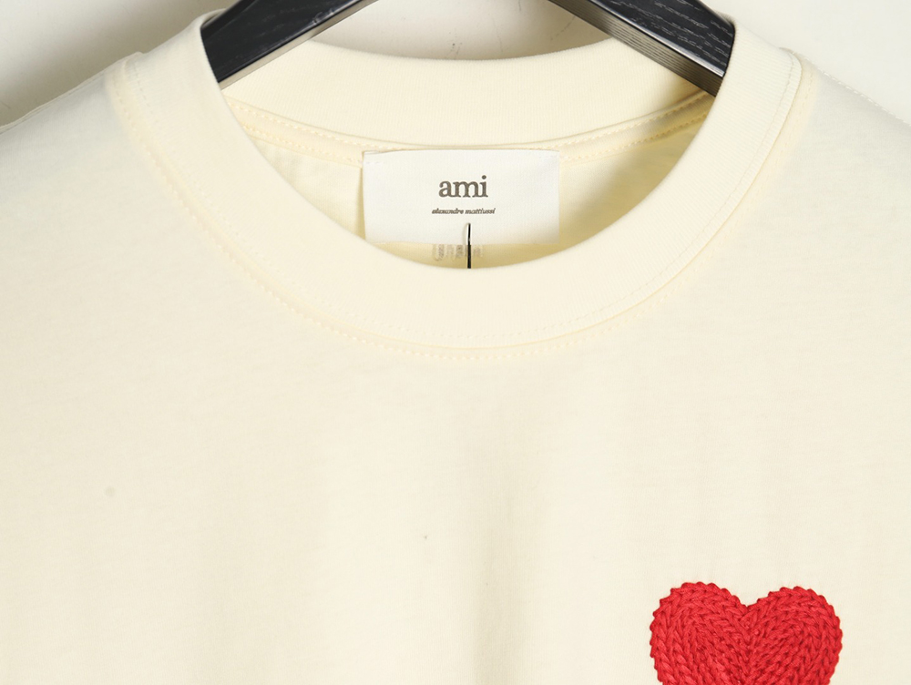 Ami Paris Towel Embroidered Heart Short Sleeve T-shirt
