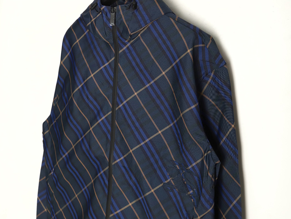 Burberry War Horse Embroidered Check Reversible Zip Jacket