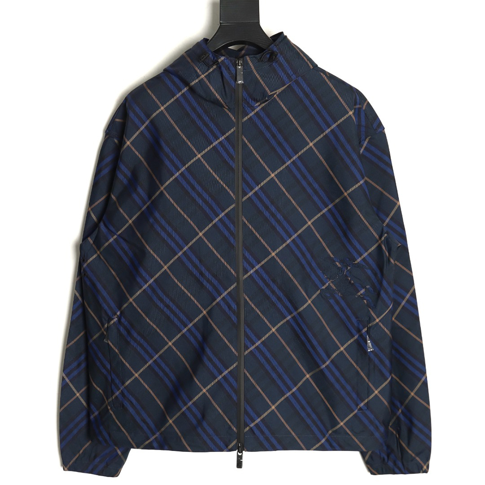 Burberry War Horse Embroidered Check Reversible Zip Jacket