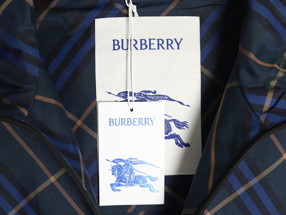 Burberry War Horse Embroidered Check Reversible Zip Jacket