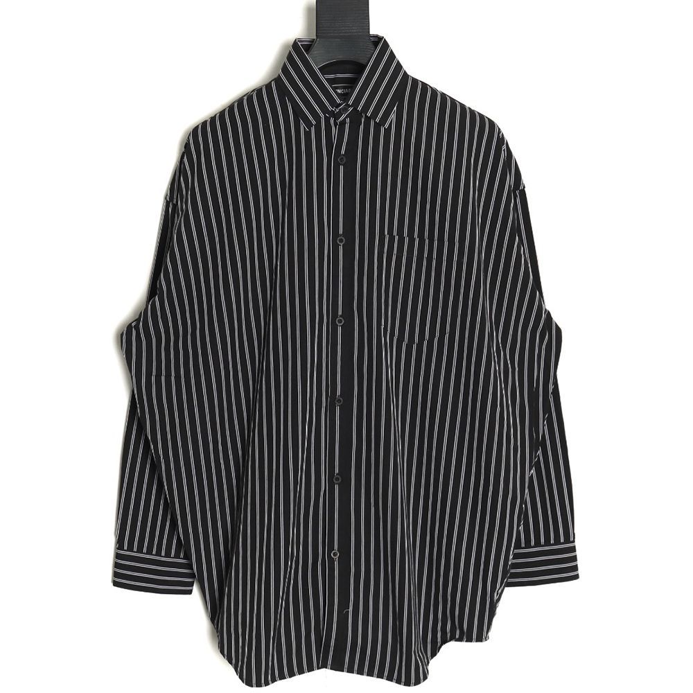 Balenciaga back red letter print striped shirt