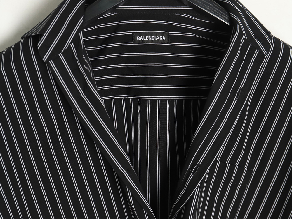 Balenciaga back red letter print striped shirt