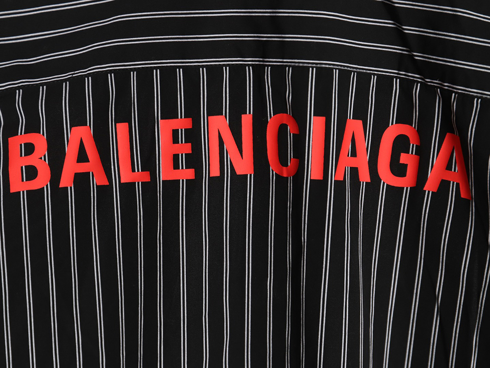 Balenciaga back red letter print striped shirt