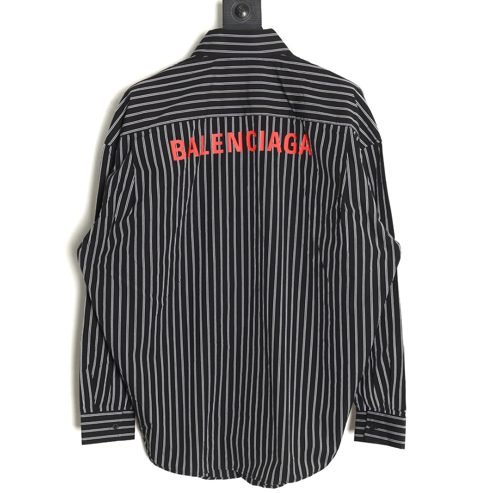 Balenciaga back red letter print striped shirt