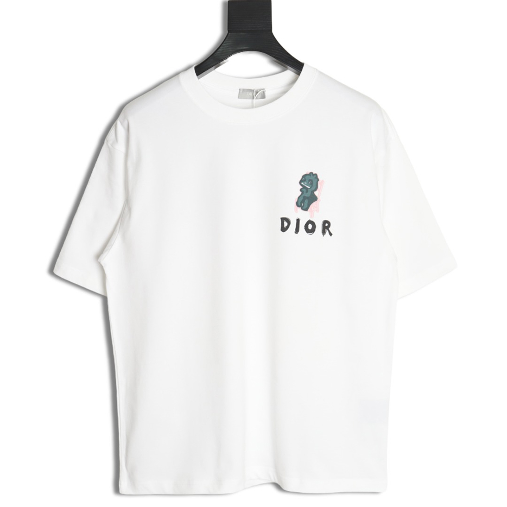 Dior Dragon Printed Letter Short Sleeve T-Shirt