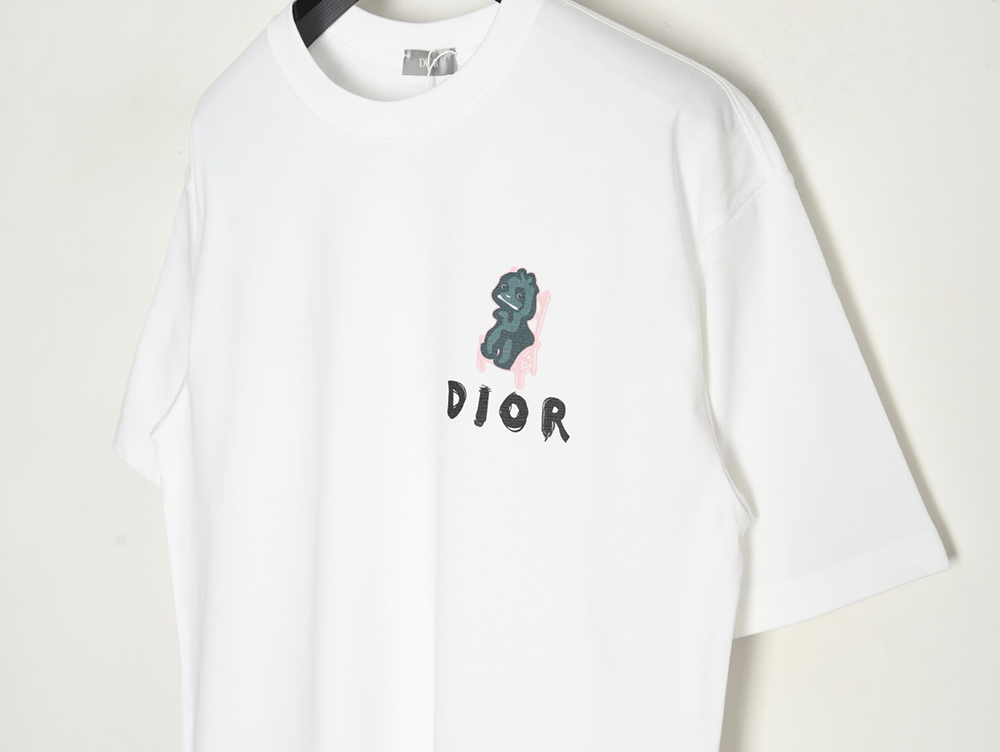 Dior Dragon Printed Letter Short Sleeve T-Shirt