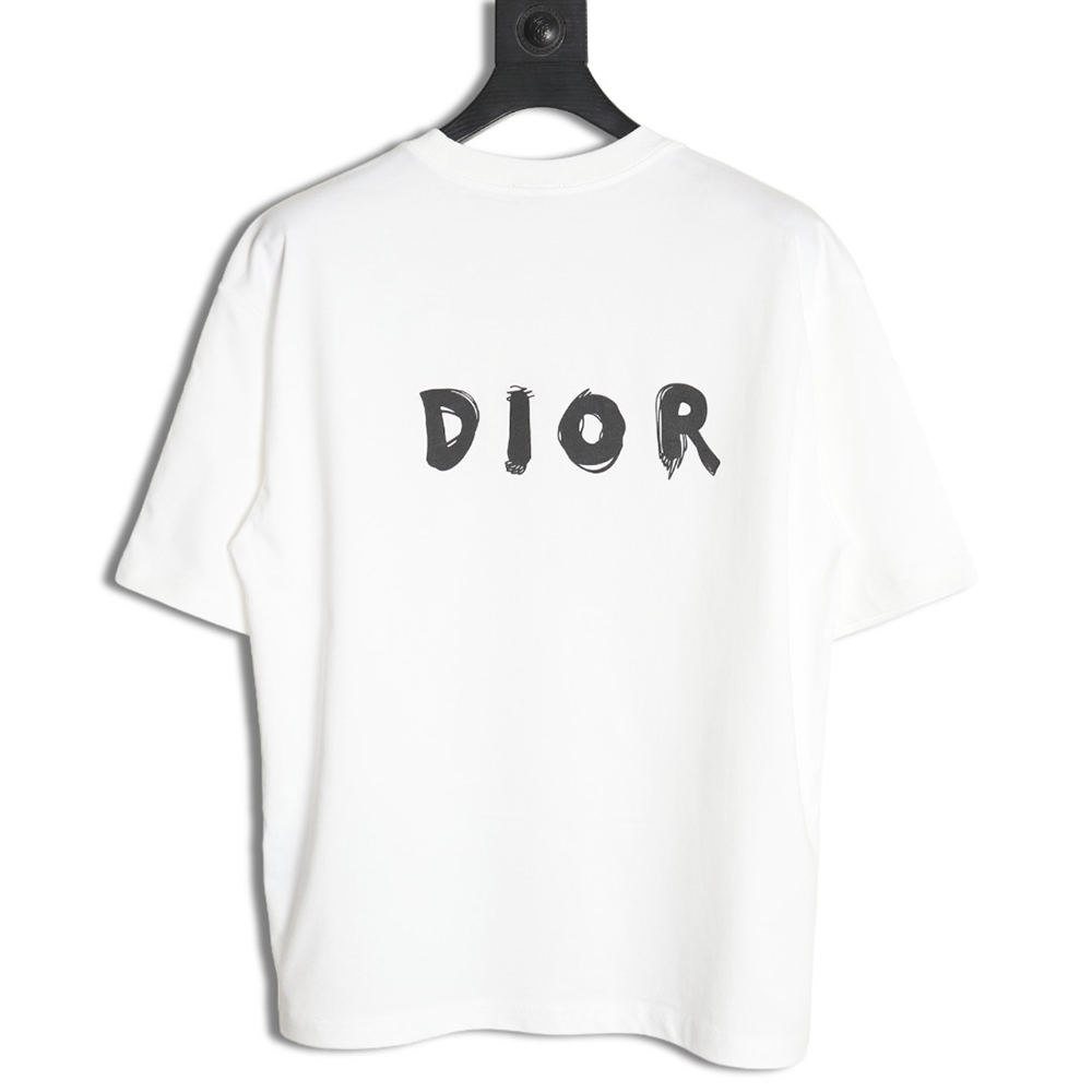 Dior Dragon Printed Letter Short Sleeve T-Shirt