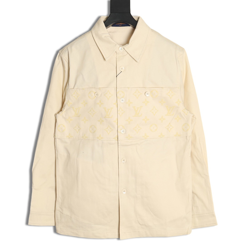 Louis Vuitton paneled black flocked shirt