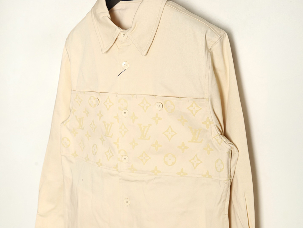 Louis Vuitton paneled black flocked shirt