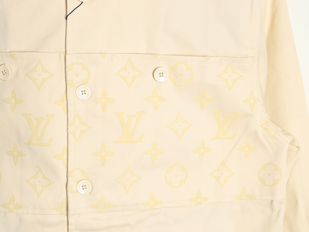 Louis Vuitton paneled black flocked shirt
