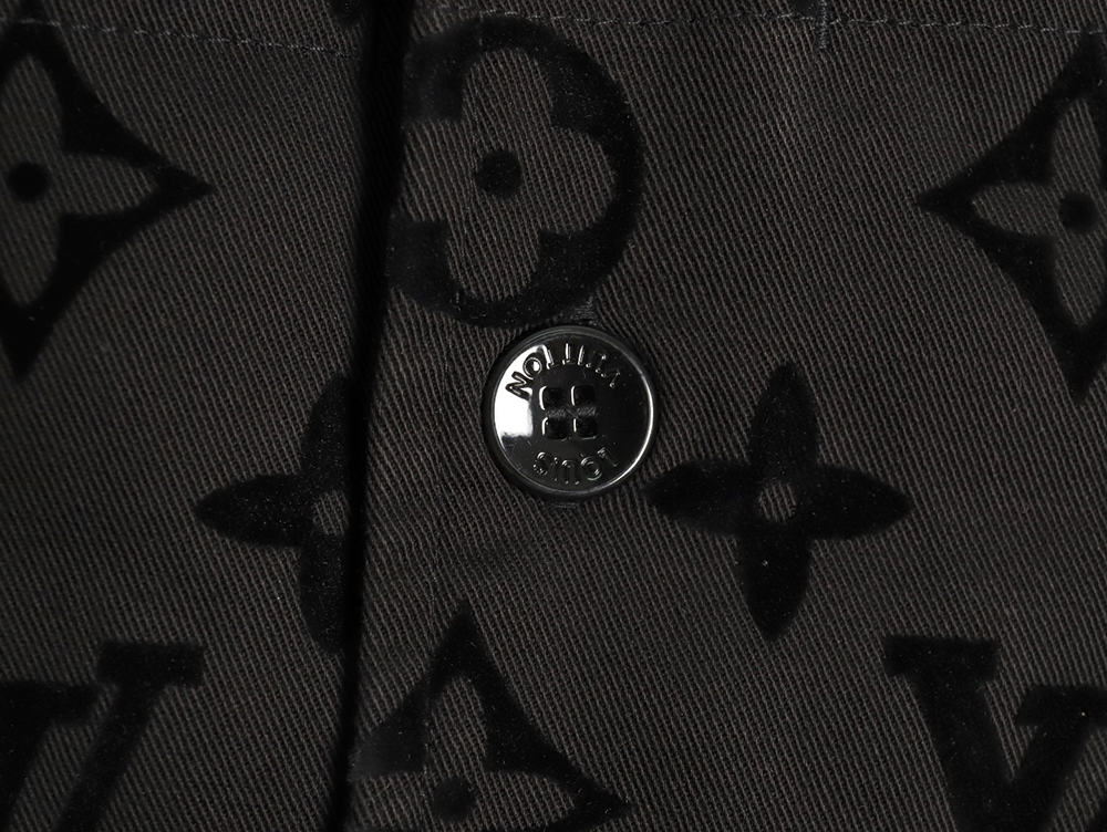 Louis Vuitton paneled black flocked shirt TSK1