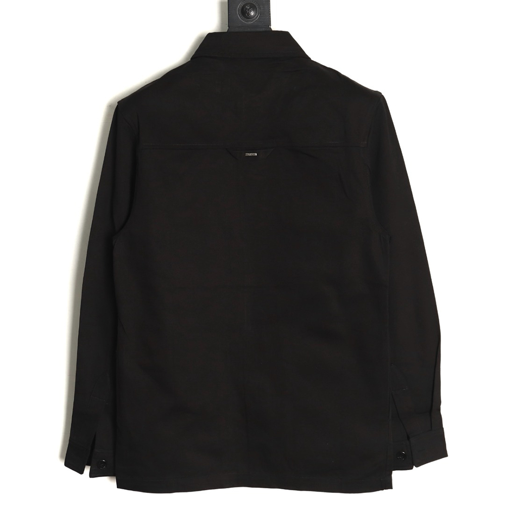 Louis Vuitton paneled black flocked shirt TSK1