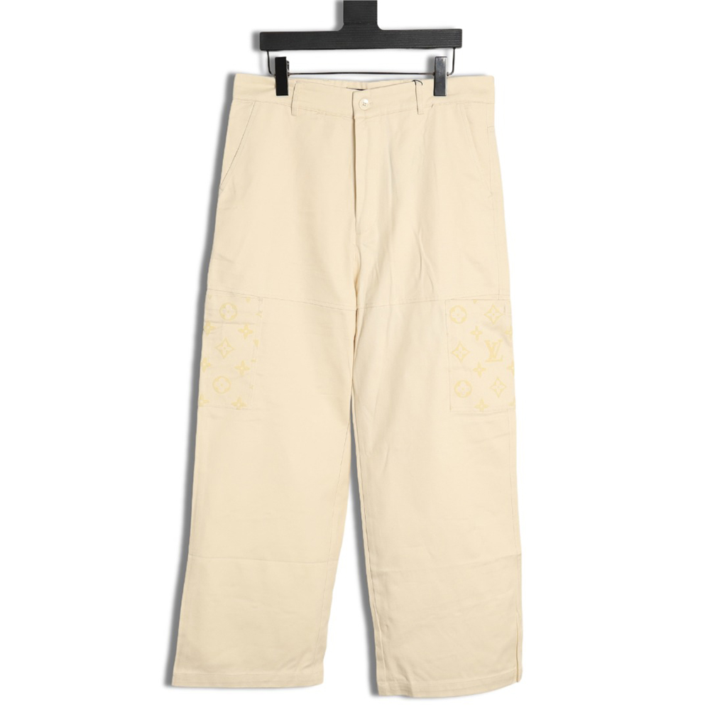 Louis Vuitton paneled black flocked denim pants