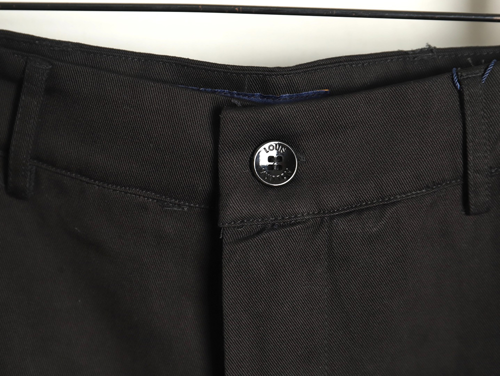 Louis Vuitton paneled black flocked denim pants TSK1