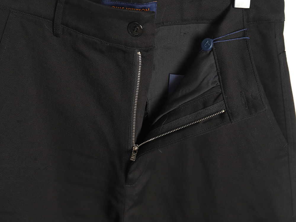 Louis Vuitton paneled black flocked denim pants TSK1