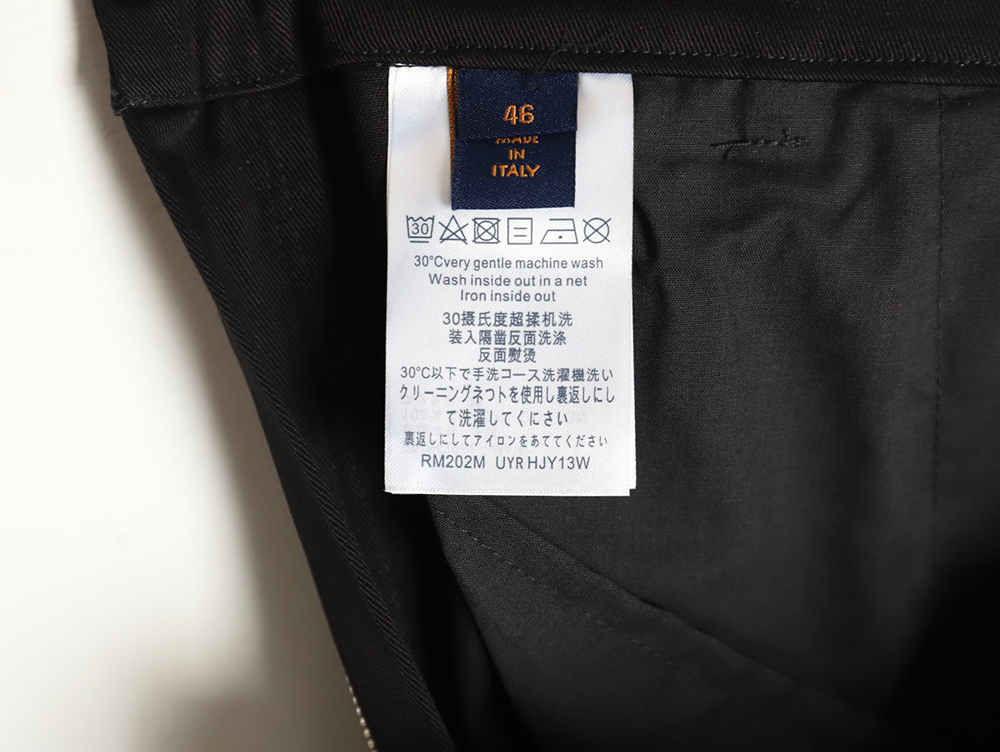 Louis Vuitton paneled black flocked denim pants TSK1